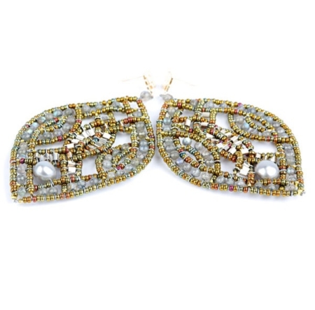 Ohrringe, Ohrstecker mit Labradorit, Silber und Perlen