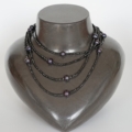 Spinell Kette "Black" 180cm lang mit schwarzen Perlen