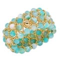 Damen Armband mit Achat Perlen facettiert, Gelbgold