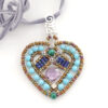 Anhänger "Coeur" Blu, mit Amethyst, Türkis, Lapis Lazuli, Malachit, Muranoglas Beads und Silber