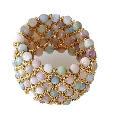 Damen Armband mit facettierten Beryll Perlen in Pastellfarben