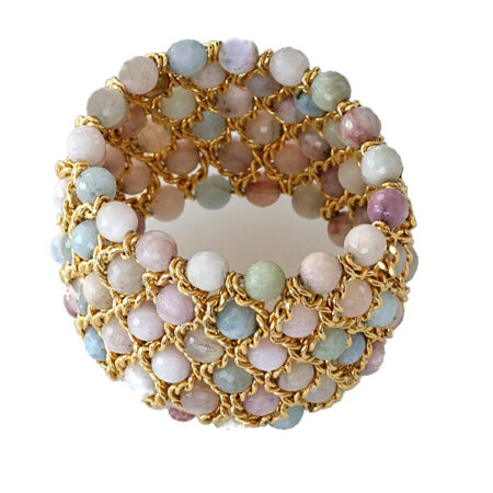 Damen Armband mit facettierten Beryll Perlen in Pastellfarben