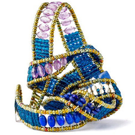 Wickel Armband mit echten Steinen in Blautönen