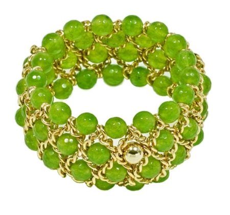 Damen Armband mit facettierter grüner Jade.