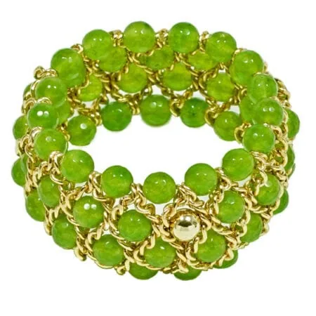 Damen Armband mit facettierter grüner Jade.