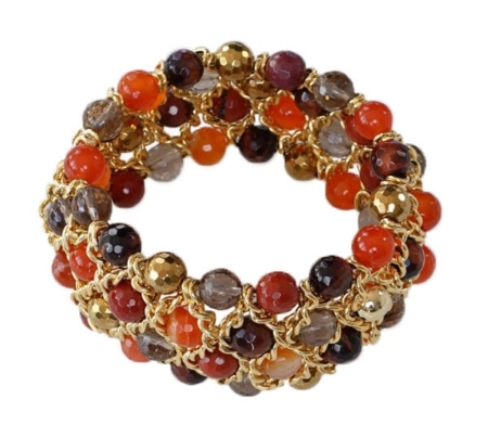 Armband in Gelbgold mit facettierten Steinkugeln in Feuerfarben