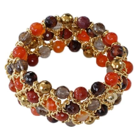 Armband in Gelbgold mit facettierten Steinkugeln in Feuerfarben