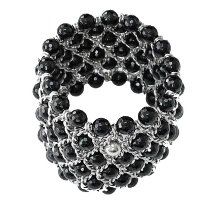 Armband mit facettierten Onyxperlen, Breite: 50mm, 6 reihig