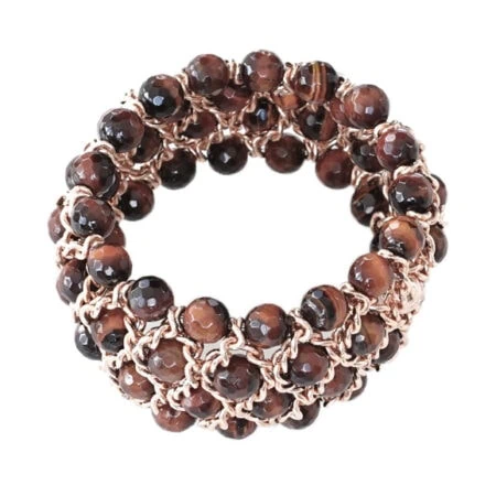 Damen Armband in Mokka Farben mit Rotgold