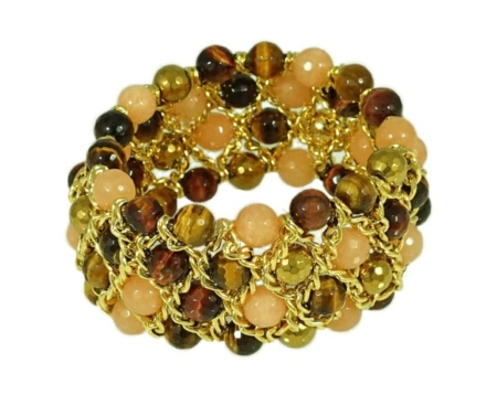 Damen Armband in Natur und Erdfarben mit Gelbgold