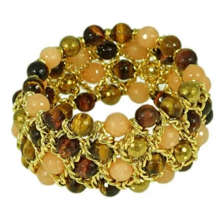 Damen Armband in Natur und Erdfarben mit Gelbgold