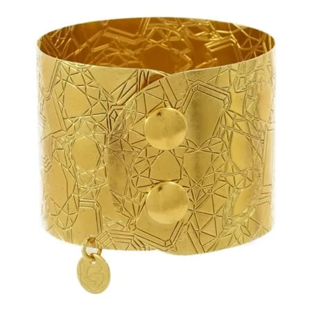 Damen Armband Atelier Cut in Sterling Silber 925/000 vergoldet, mit Druckknopf Verschluss. Breite: 45 mm