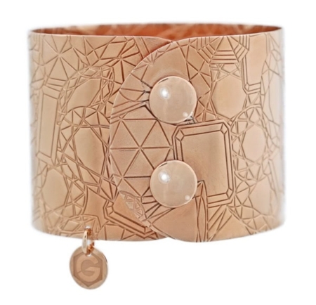 Damen Armreif Serie "Atelier" in Rotgold. Manschettenarmband