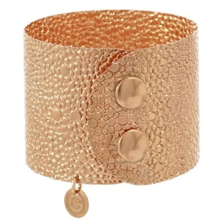 Damen Armband Atelier Echse in Sterling Silber 925/000 rosé vergoldet, mit Druckknopf Schließe. Breite: 45 mm