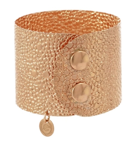 Damen Armband Atelier Echse in Sterling Silber 925/000 rosé vergoldet, mit Druckknopf Schließe. Breite: 45 mm