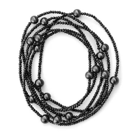 Spinell-Kette mit schwarzen Zuchtperlen. 180cm endlos gefädelt