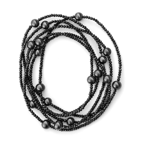 Spinell-Kette mit schwarzen Zuchtperlen. 180cm endlos gefädelt
