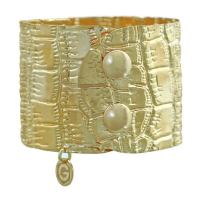 Damen Armspange in Gelbgold mit Kroko Prägung