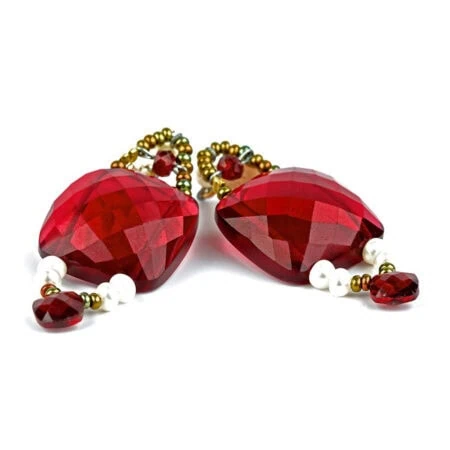 Ohrringe "Armonia" Garnet mit Perlen, Granat, Murano Beads und Sterling Silber 925/000