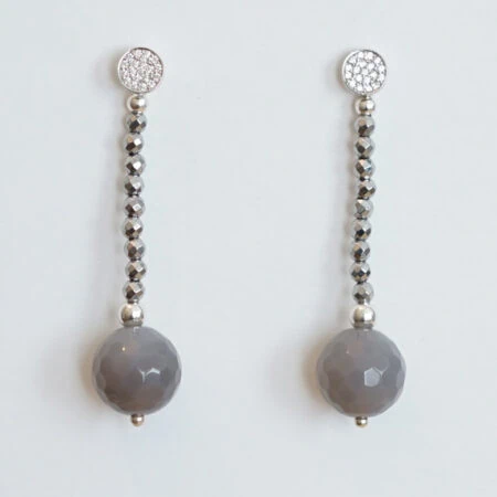 Ohrringe Mondstein Hematin