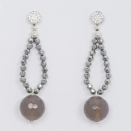 Ohrringe Mondstein Hematin T