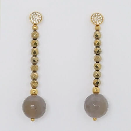 Ohrringe Mondstein Hematin