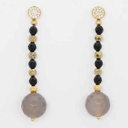 Ohrringe Mondstein Onyx Hematin