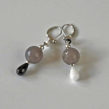 Ohrringe mit Clip Brisur und Stein Einhänger