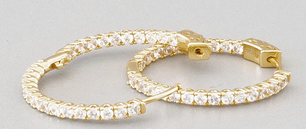 Creolen Ohrringe GG mit Zirkonia ausgefasst