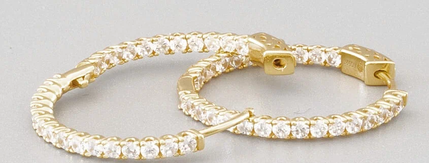 Creolen Ohrringe GG mit Zirkonia ausgefasst