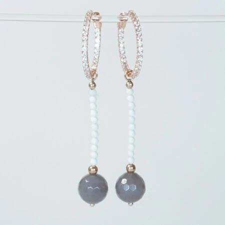 Creolen Ohrringe mit Steineinhänger